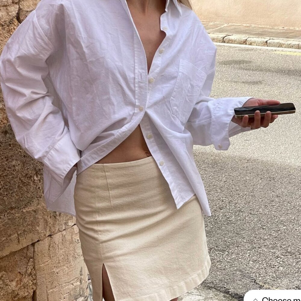 Djerf Avenue Denim Must Have Mini Skirt Cream - Picture 2 of 5
